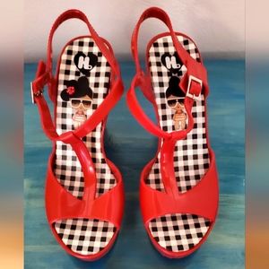 Harajuku red wedge heels